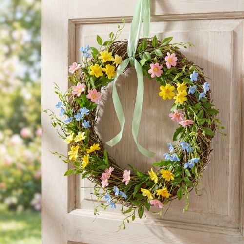 Corona di vite naturale Ø40cm - corona decorativa per porte per la primavera e l'estate | Floristik24.it