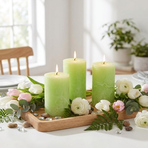 Candela verde lime​​​​​​​ tinta unita 60mm x 80mm 4 pz | Floristik24.it