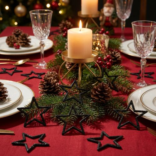 Decorazione a dispersione Stelle di Natale glitter nere Ø4cm 120 pz | Floristik24.it