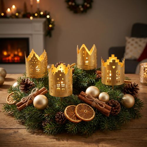 Portacandele city gold portacandele in metallo Ø6,5cm 4pz | Floristik24.it