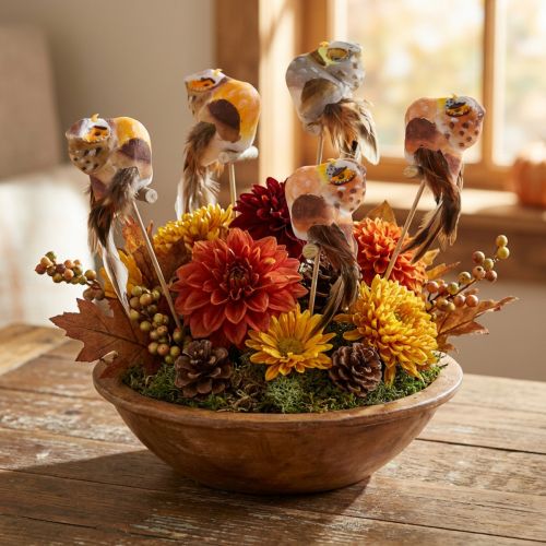 Deco plug gufo, decorazione floreale, gufo con piume H5,5cm 6pz | Floristik24.it