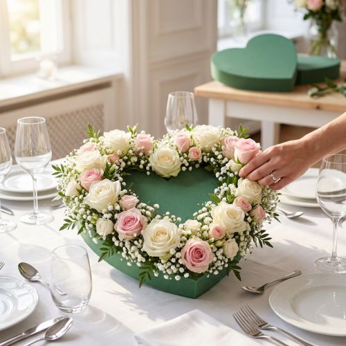 Prodotto Cuore di spugna idrofila per fiori freschi Verde 30cm 2 pezzi