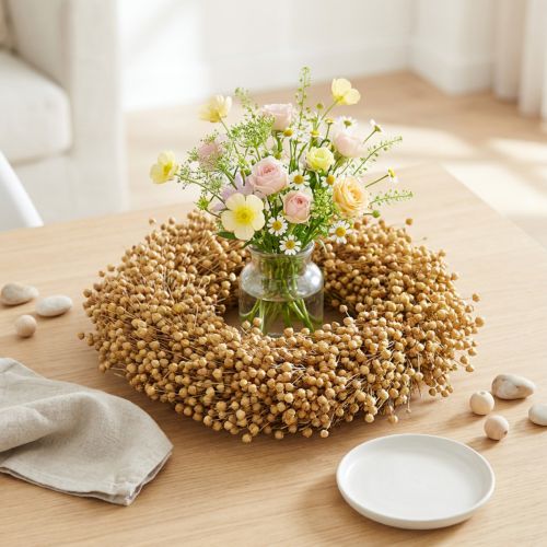 Ghirlanda decorativa boho, ghirlanda decorativa in lino, ghirlanda naturale, secca, Ø28cm | Floristik24.it