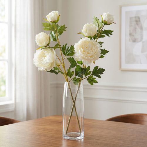Peonie artificiali con 3 fiori bianco crema 81cm 2pz | Floristik24.it