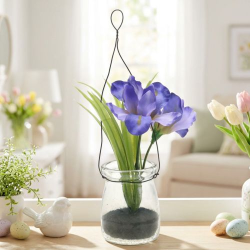 Iris lilla in vetro per sospensione H21,5cm | Floristik24.it