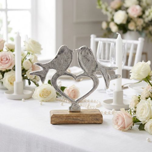 Prodotto Decorazione cuore da posizionare con decorazione uccellino matrimonio 16,5×19,5 cm