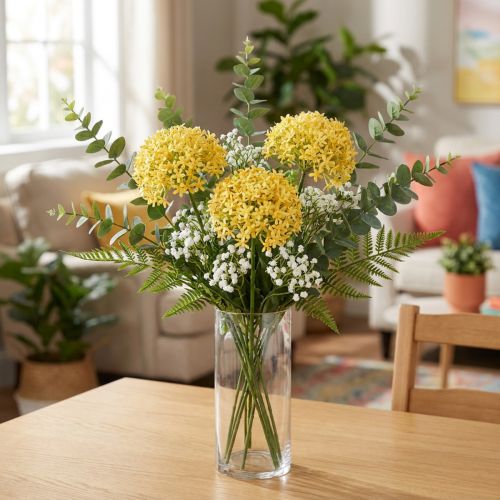 Cipolla ornamentale Allium selvatico artificiale Giallo 70cm 3 pz | Floristik24.it