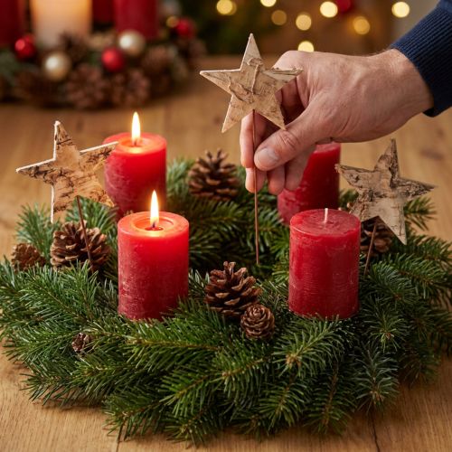 Prodotto Stelle decorative da incollare Stelle decorative in corteccia d'albero Avvento 22 cm 24 pz