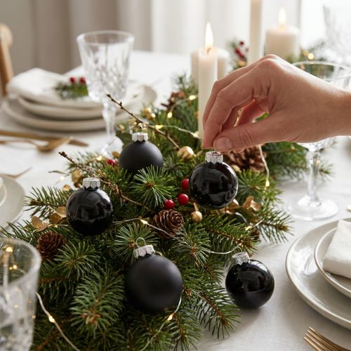 Palline di Natale nere in vetro mini opaco lucido Ø3cm 22 pz | Floristik24.it