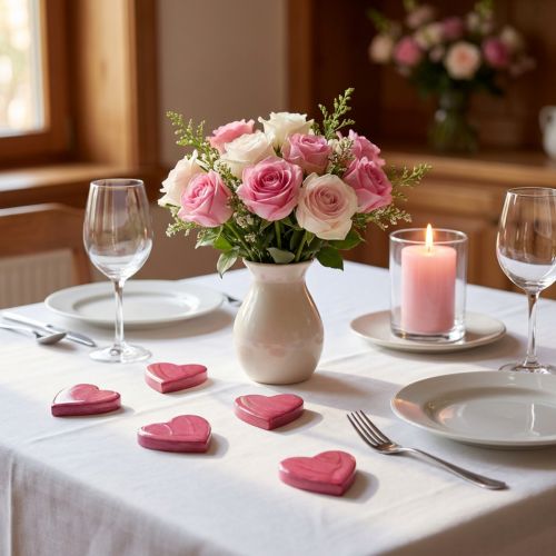 Cuori in legno cuori decorativi rosa lucido decorazione sparsa 4,5 cm 8 pz | Floristik24.it