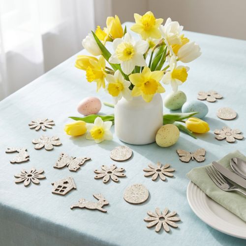 Prodotto Decorazione in legno, pezzi sparsi primavera Pasqua bianco 2–4cm 64p