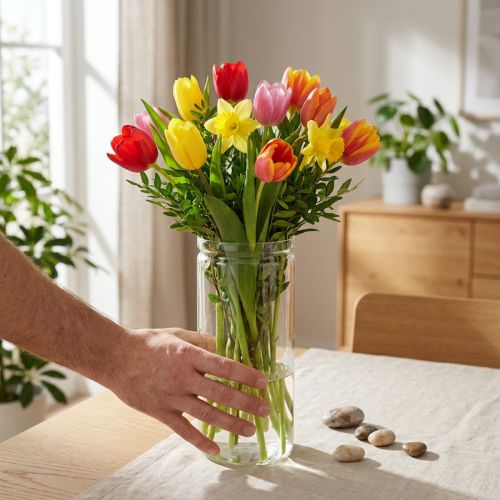Prodotto Vaso per fiori, cilindro in vetro, vaso in vetro tondo Ø10cm H27cm