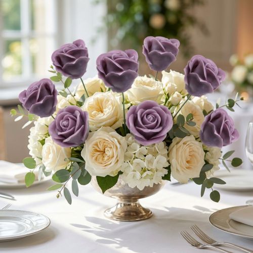 Prodotto Rose artificiali rose di cera lilla rose decorative cera Ø6cm 18 pz