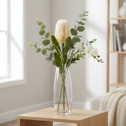 Prodotto Artificial Flower Banksia White Cream Artificial Exotics 64cm
