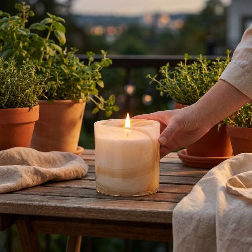 Prodotto Candela profumata alla citronella in vetro bianco Ø12cm H12,5cm