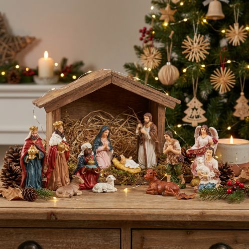 Figure del presepe set 11 figure colorate dipinte a mano 3,5-9,5 cm | Floristik24.it