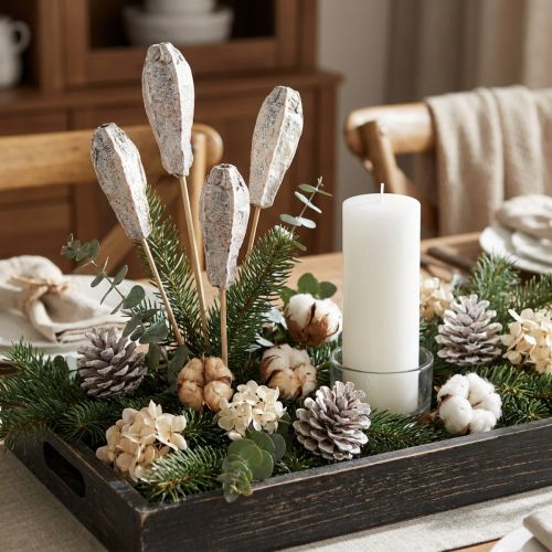 Baccelli di mogano decorazione secca bianco naturale 45cm 50 pz | Floristik24.it