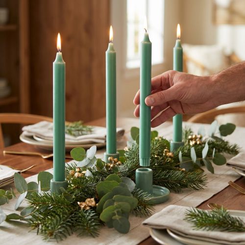 Candele coniche PURE Candele Wenzel Verde Smeraldo 250/23mm 4 pz | Floristik24.it