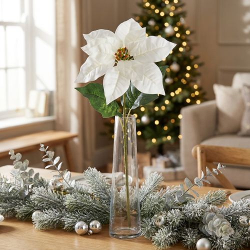 Stella di Natale fiore artificiale bianco 67cm | Floristik24.it
