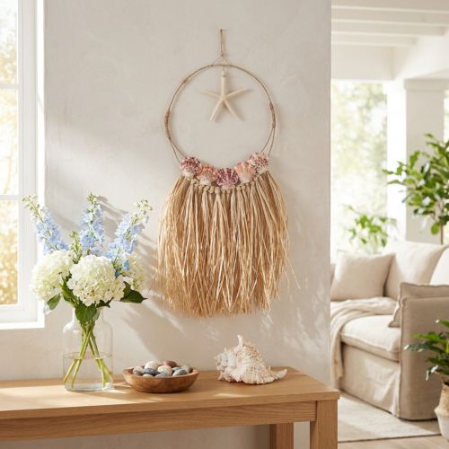 Decorazione murale marittima con vere stelle marine Ø26,5 cm H65 cm | Floristik24.it