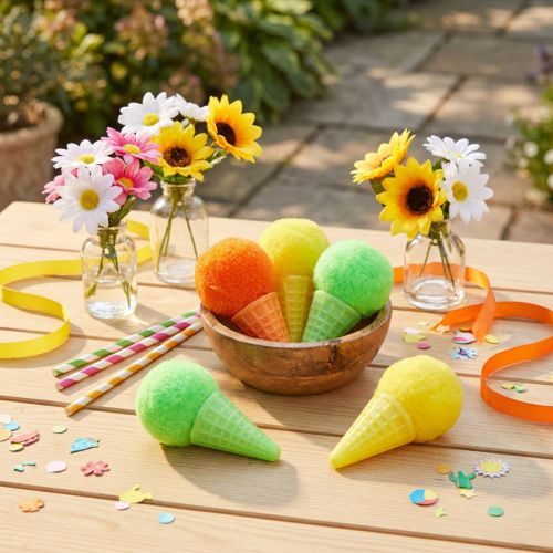 Prodotto Gelato in cialda artificiale verde, giallo, arancione assortiti 3,5 cm 18 pz