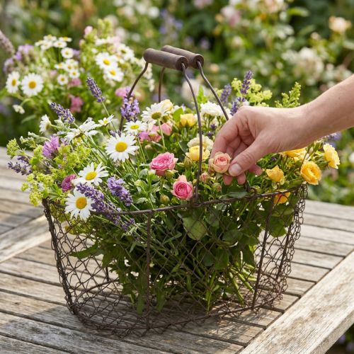 Cesto in filo ovale con manico 27x16,5 cm H13,5 cm marrone | Floristik24.it