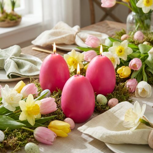 Candela a forma di uovo per la primavera, ideale come decorazione da tavola, decorazione pasquale e idee regalo, 9 cm, 20 ore, 6 pezzi | Floristik24.it