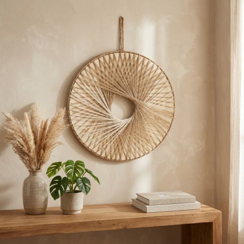 Decorazione da parete Boho anello in legno di canapa naturale Ø40cm | Floristik24.it
