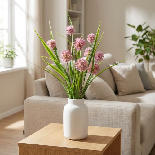 Fiori artificiali palla fiore allium ornamentale cipolla artificiale rosa 45 cm | Floristik24.it
