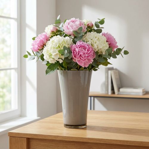 Vaso “Fizzy” Ø16cm H27cm grigio platino 1 pz | Floristik24.it