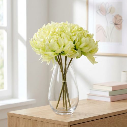 Mazzo di crisantemi crema artificiale, giallo 28 cm 6 pezzi | Floristik24.it