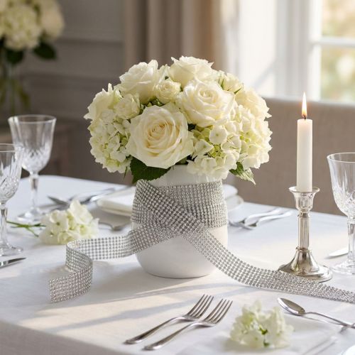 Nastro decorativo argento, lucido 10mm 4m | Floristik24.it