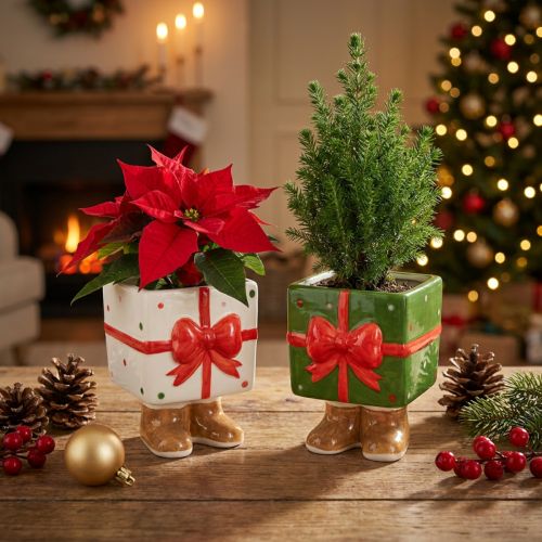 Decorazione natalizia in ceramica con design regalo e piedini carini | Floristik24.it