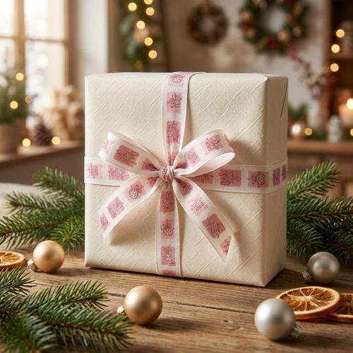 Nastro natalizio Nastro rosa Natale 25mm 18m | Floristik24.it