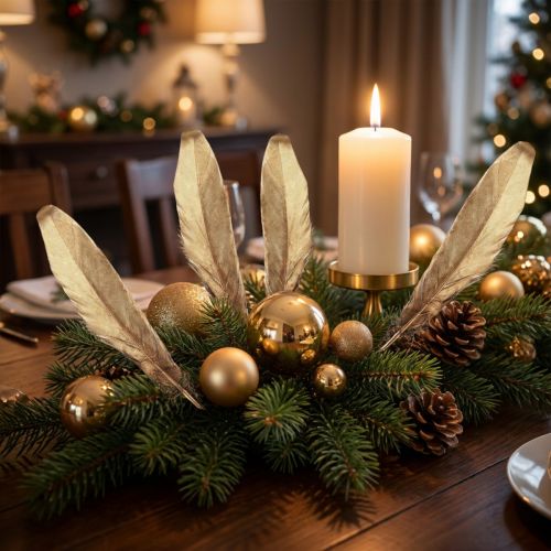 Piume decorative dorate Piume decorative natalizie 15-20 cm 12 pz | Floristik24.it