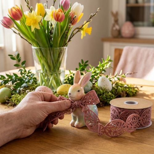 Nastro in velluto Nastro decorativo uova di Pasqua Pasqua rosa antico 40 mm 5 m | Floristik24.it