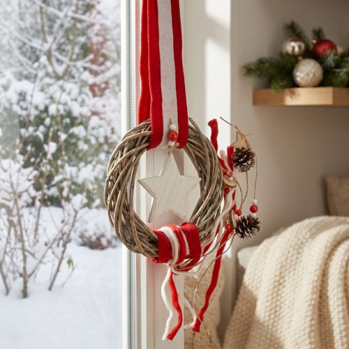 Ghirlanda natalizia da finestra Rossa e bianca Ø20cm L98cm | Floristik24.it