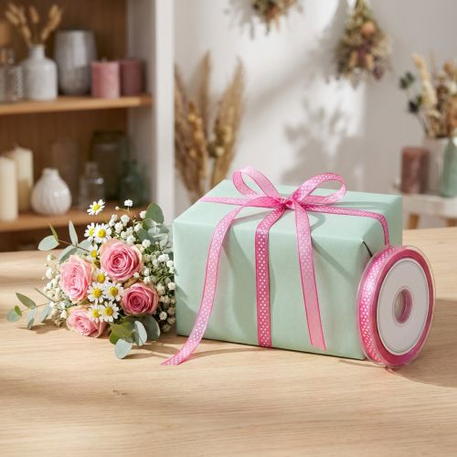 Prodotto Nastro decorativo con pois rosa 7mm 20m