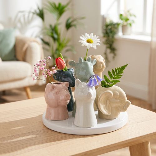 Statuette decorative di animali in vaso, perfette per un design giocoso della stanza, 13 cm | Floristik24.it