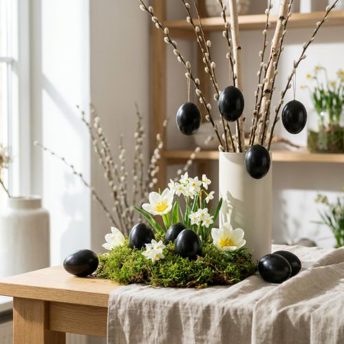 Prodotto Uova d'oca Uova nere soffiate Decorazione pasquale 10 pezzi