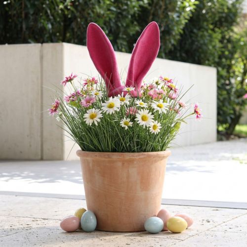 Orecchie decorative coniglietto rosa per bastoncino floccato pasquale H56cm | Floristik24.it