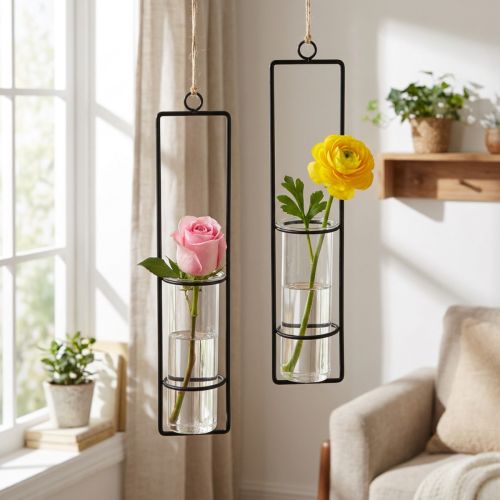 Decorazione provetta per appendere mini vasi vetro Ø6cm 32cm 2pz | Floristik24.it