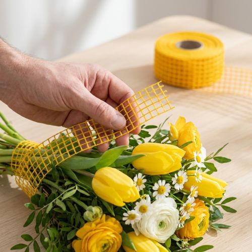 Nastro a rete 4,5 cm x 10 m giallo | Floristik24.it