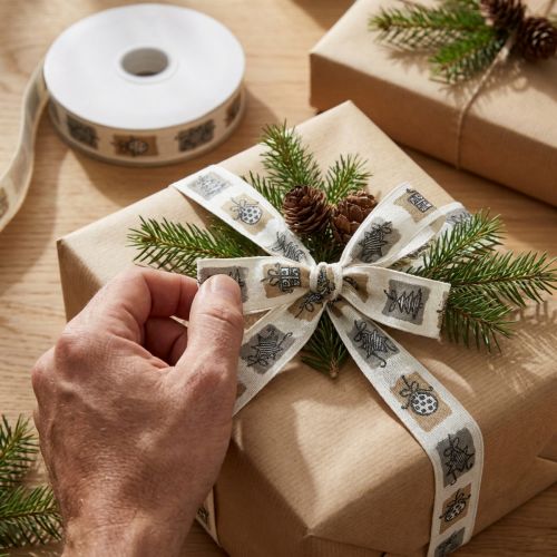 Nastro natalizio Nastro grigio Natale 25mm 18m | Floristik24.it