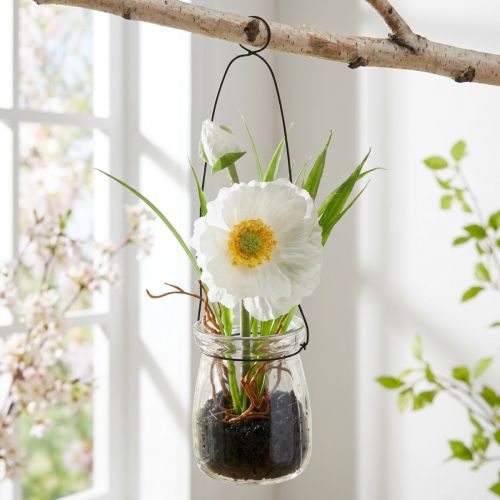 Papavero in vetro da appendere bianco H22cm | Floristik24.it