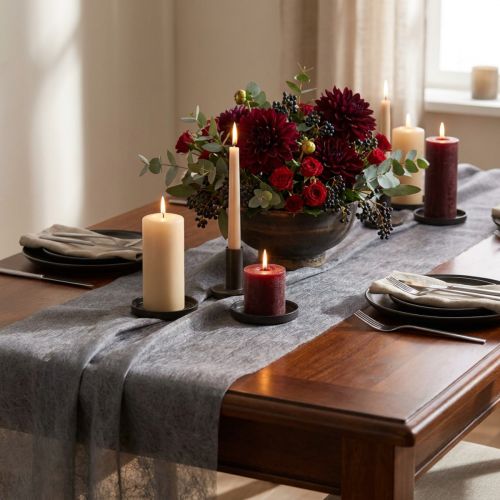 Dekovlies runner da tavolo decorativo in pile grigio 23 cm 25 m | Floristik24.it