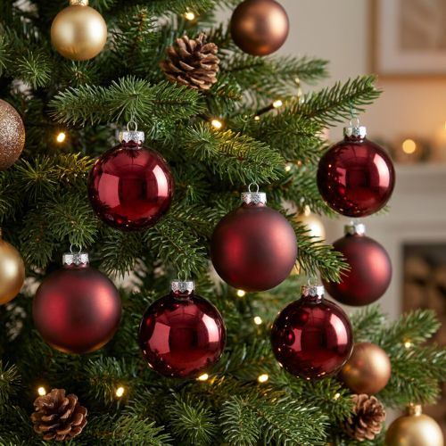 Palline di Natale in vetro Ø4cm Mix Bordeaux 24 pz | Floristik24.it