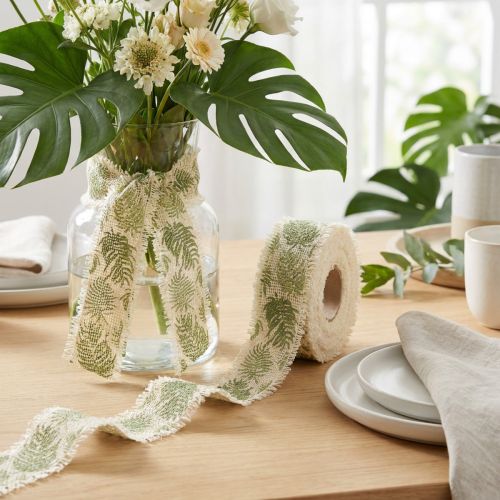 Prodotto Nastro decorativo foglie giungla nastro di cotone verde 30mm 15m