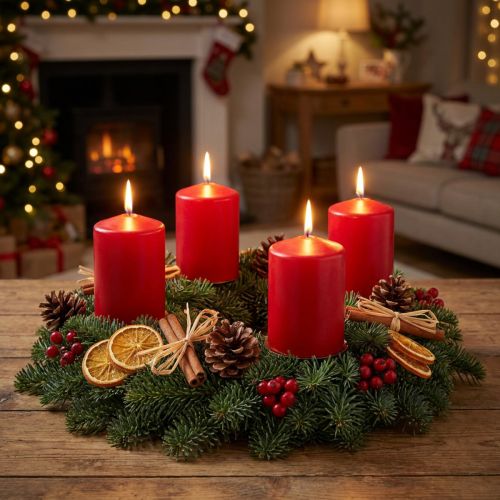 Candele a colonna 130/100 rosse 4 pz | Floristik24.it