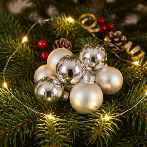 Pallina di Natale Ø4cm argento lucido/opaco 24 pz | Floristik24.it